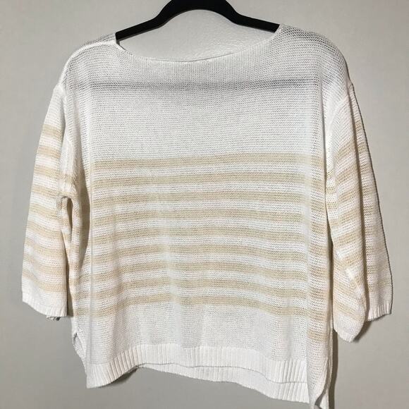 Suzy D London knit striped sweater dramatic sleeves beach coastal lightweight - Picture 2 of 10